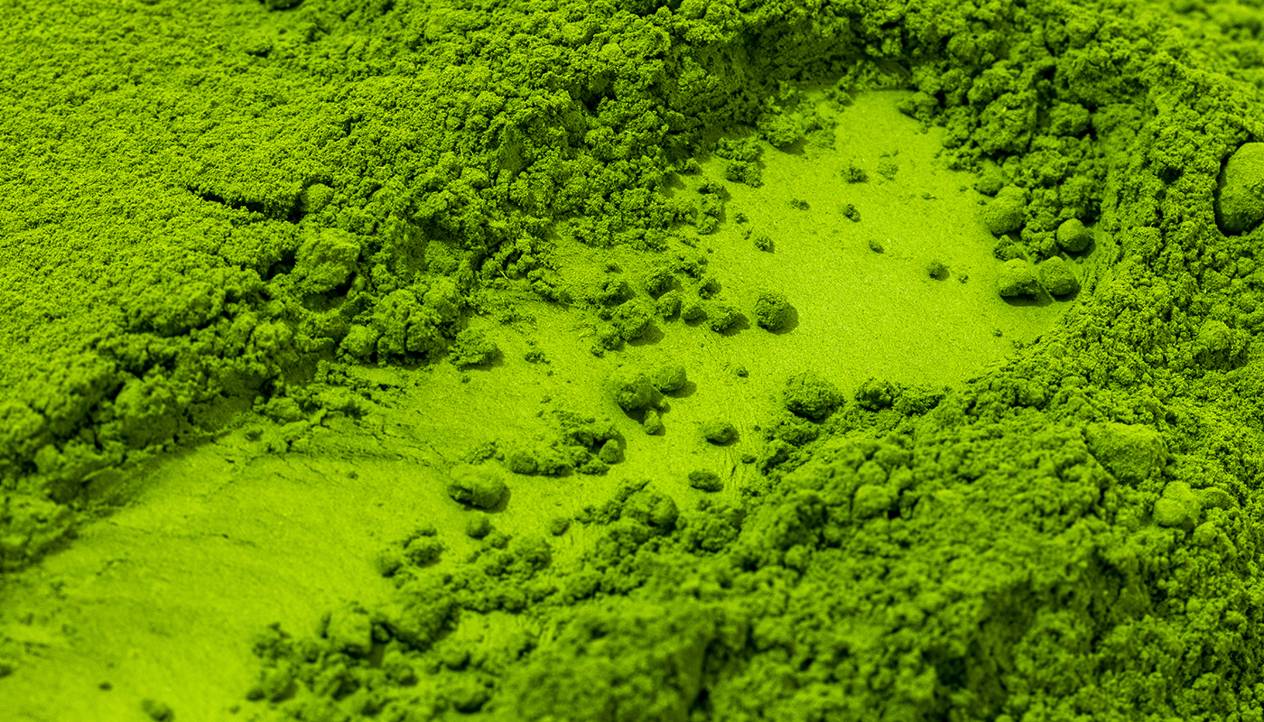 Close-up of green matcha powder