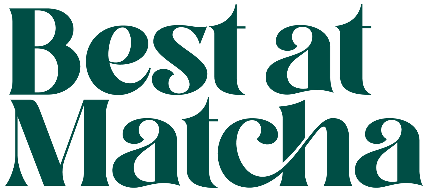 Logo with 'Best at Matcha' text in teal on a white background